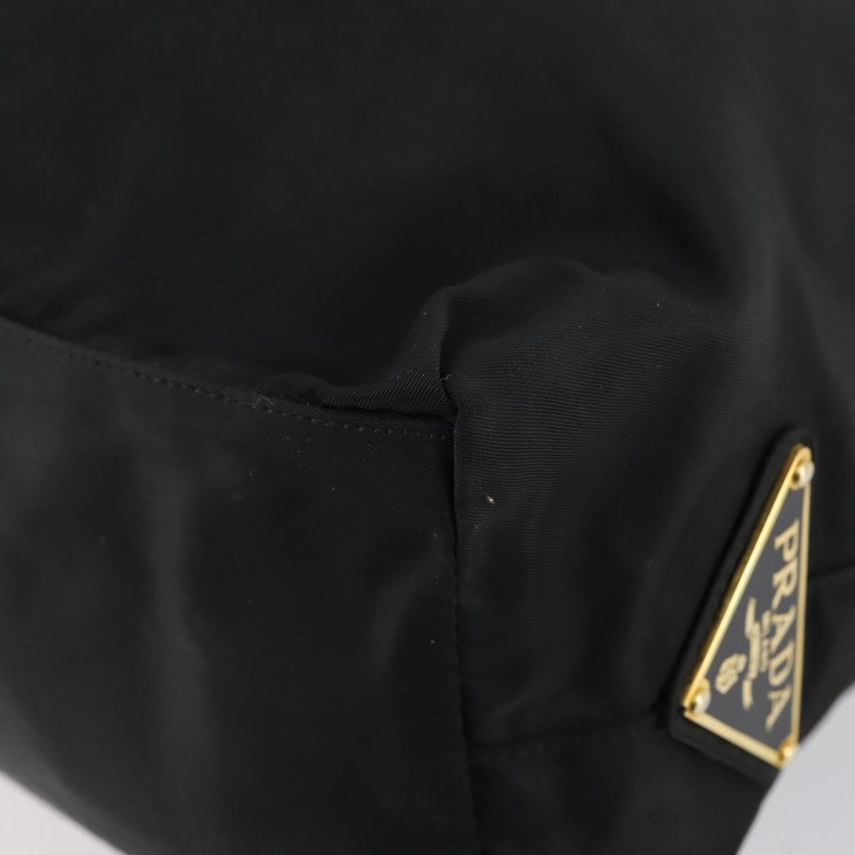 Prada Convertible Metal Handle Satchel Quilted Tessuto, BLACK, NYLON, Tote bag