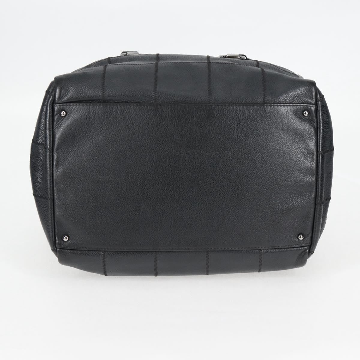 Chanel Square Stitch Shoulder Bag Quilted Caviar, BLACK, LEATHER, Shoulder bag