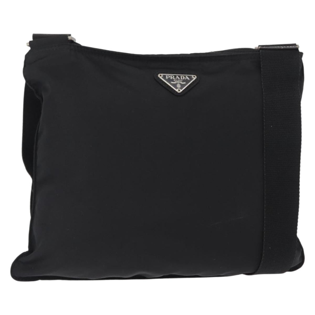 Prada Zip Messenger Bag Tessuto, BLACK, NYLON, Shoulder bag
