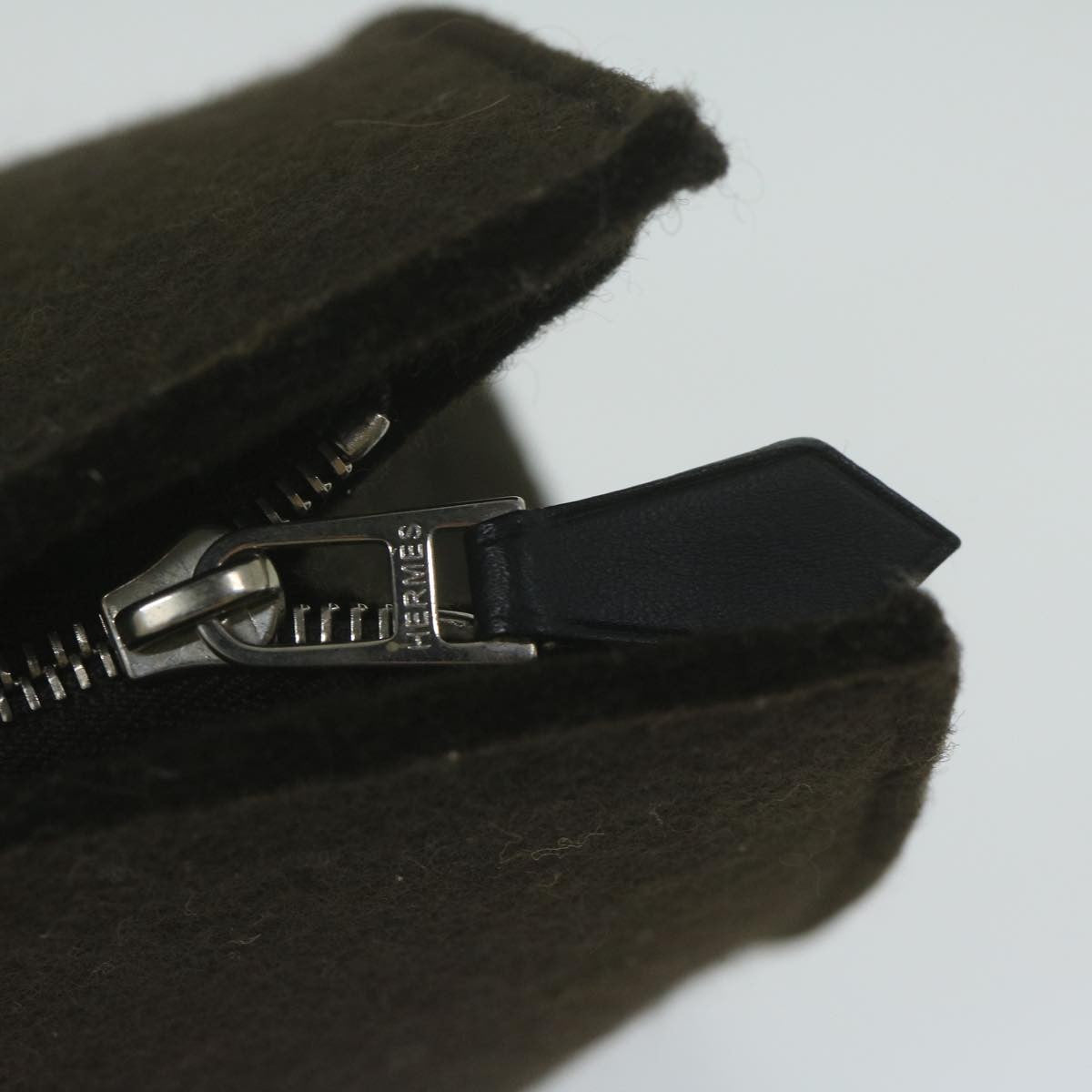 Hermes Vintage Clutch Wool, BROWN, WOOL, Clutche & pouche