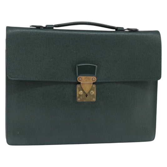 Louis Vuitton Serviette Kourad Briefcase Taiga Leather, GREEN, LEATHER, Briefcase