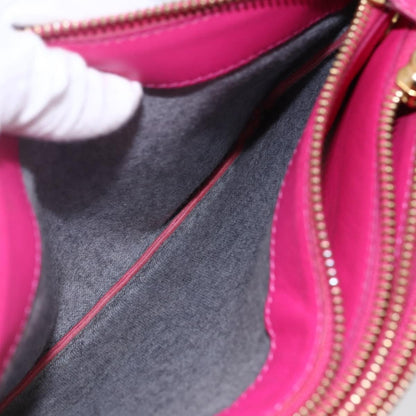 Celine Trio Crossbody Bag Leather, PINK, LEATHER, Shoulder bag