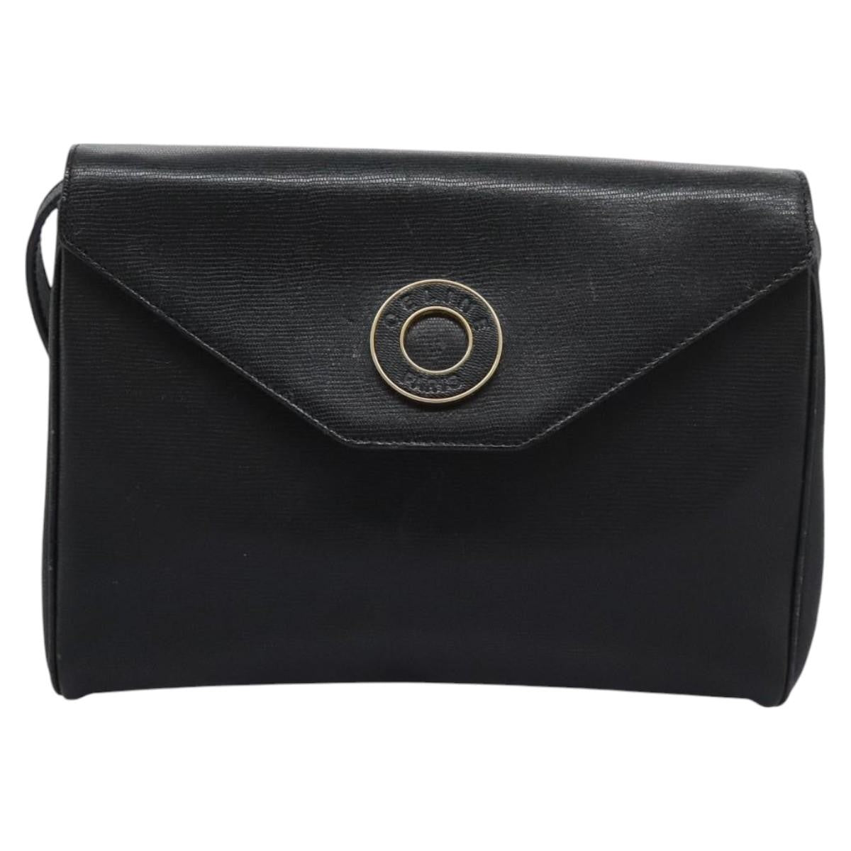 Celine Vintage Circle Logo Crossbody Bag Leather, BLACK, LEATHER, Crossbody bag