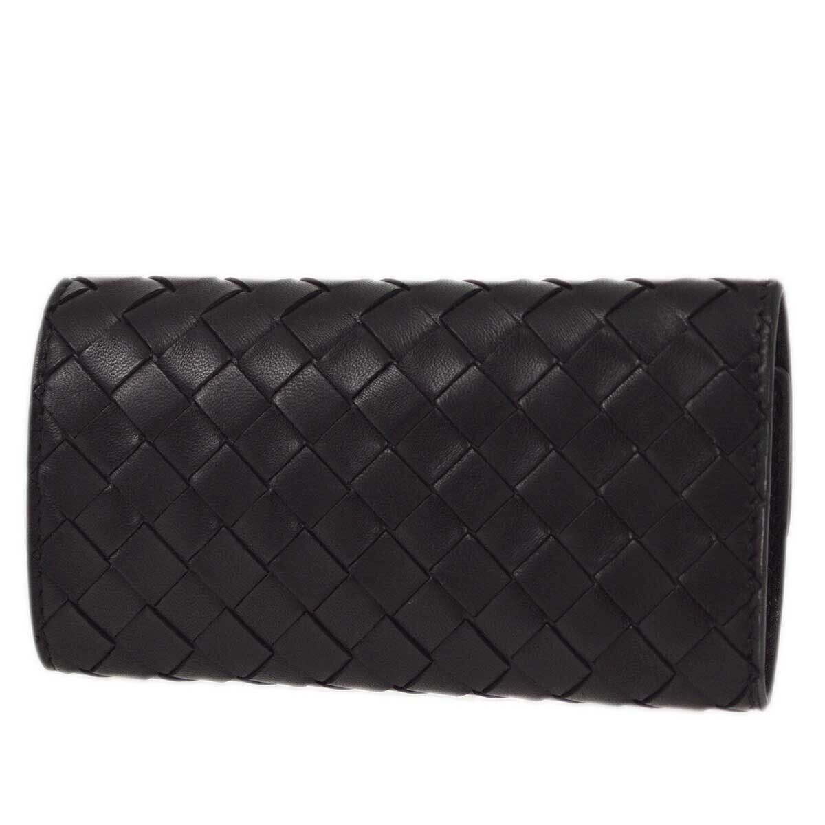 Bottega Veneta Knotted Keyring Leather, BLACK, LEATHER, Charms and Keychains