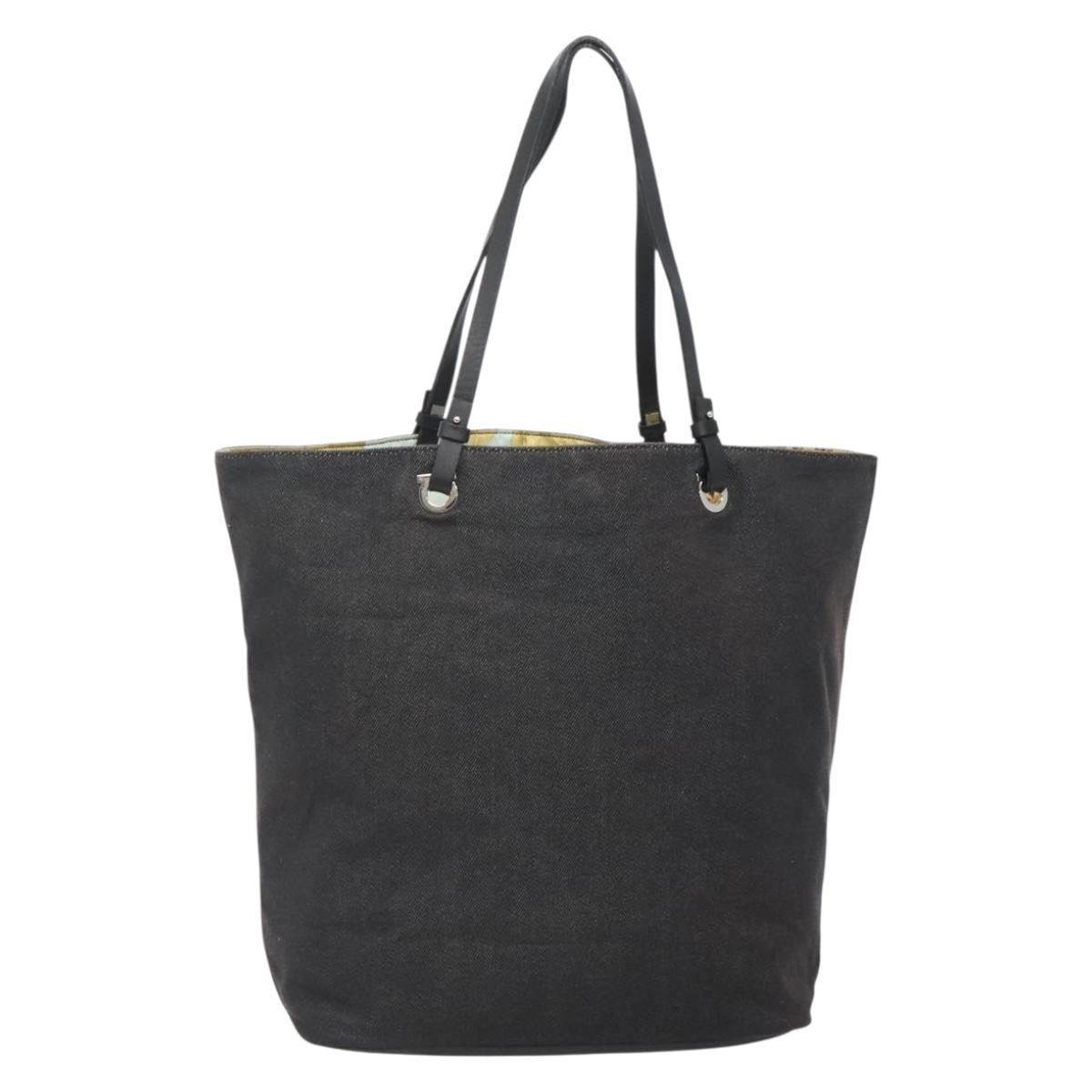 Salvatore Ferragamo Gancini Tote Canvas, BLACK, CANVAS, Tote bag