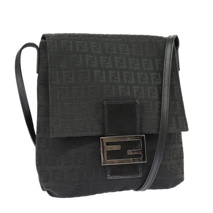 Fendi Mamma Baguette Shoulder Bag Canvas, BLACK, CANVAS, Shoulder bag