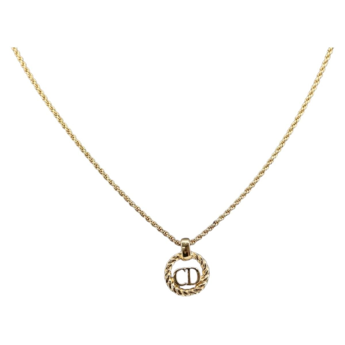 Christian Dior CD Pendant Necklace Metal, GOLD, METAL, Necklace