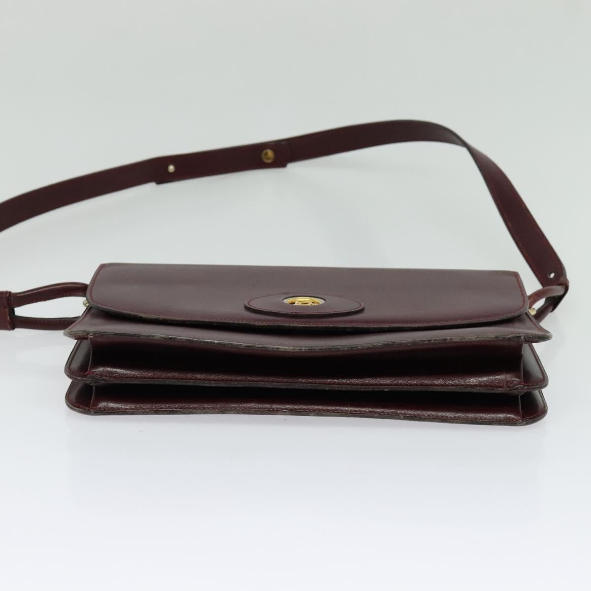 Christian Dior Flap Shoulder Bag Leather, BURGUNDY, LEATHER, Shoulder bag