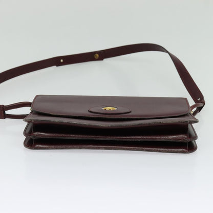 Christian Dior Flap Shoulder Bag Leather, BURGUNDY, LEATHER, Shoulder bag