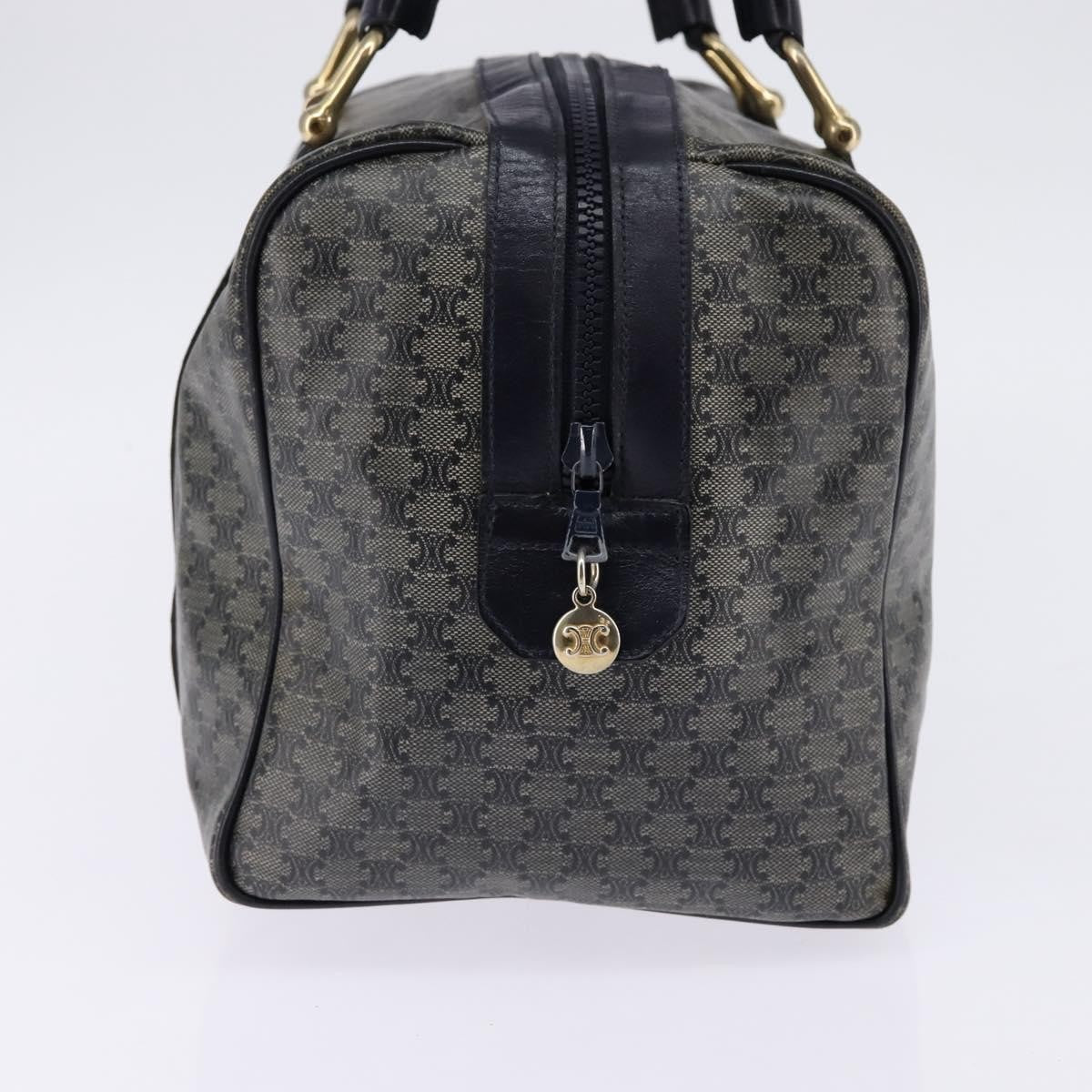 Celine Vintage Boston Bag Macadam Coated Canvas, NAVY, CANVAS, Handbag