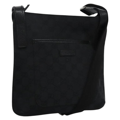 Gucci Vintage Flat Messenger Bag GG Canvas, BLACK, CANVAS, Shoulder bag