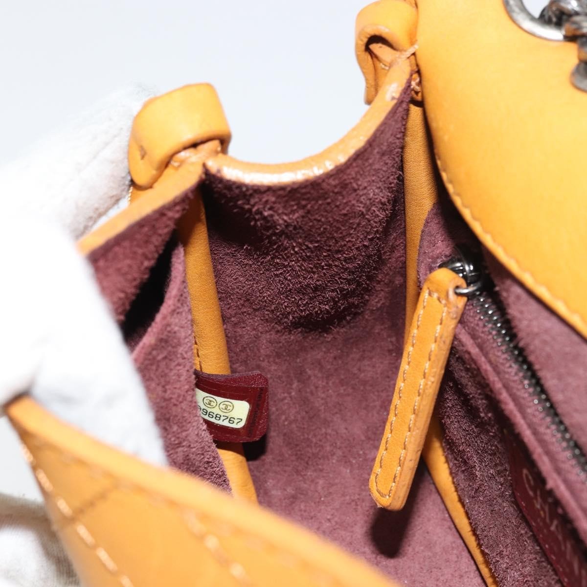 Chanel Chain Flap Bag Quilted Leather, ORANGE, LEATHER, Shoulder bag