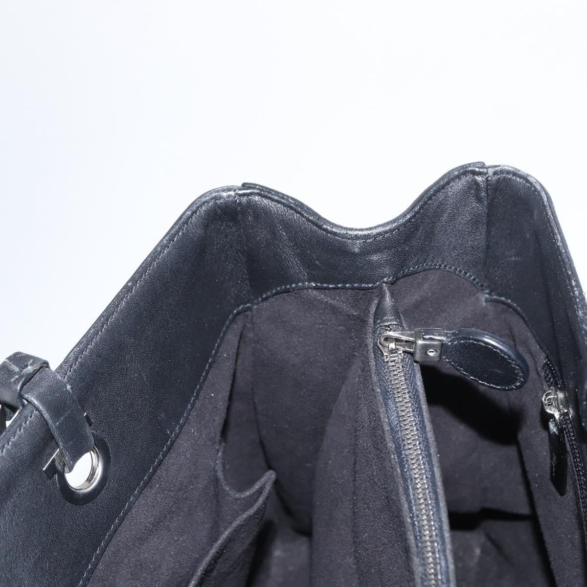 Salvatore Ferragamo Gancini Tote Leather, BLACK, LEATHER, Tote bag