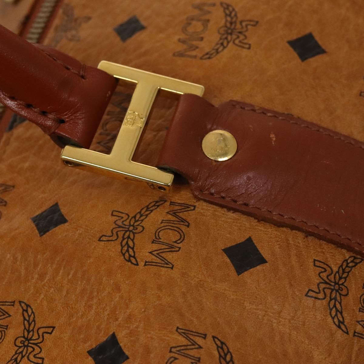 MCM Visetos Handbag Canvas and Leather, BROWN, CANVAS, Travel bag