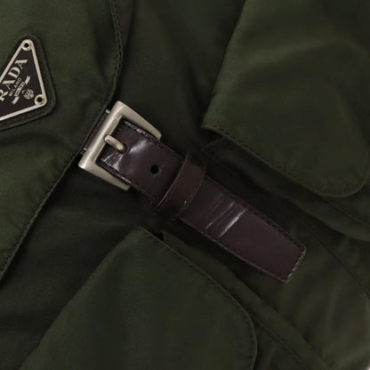 Prada Vela Double Front Pocket Backpack Tessuto with Saffiano Leather, KHAKI, NYLON, Backpack