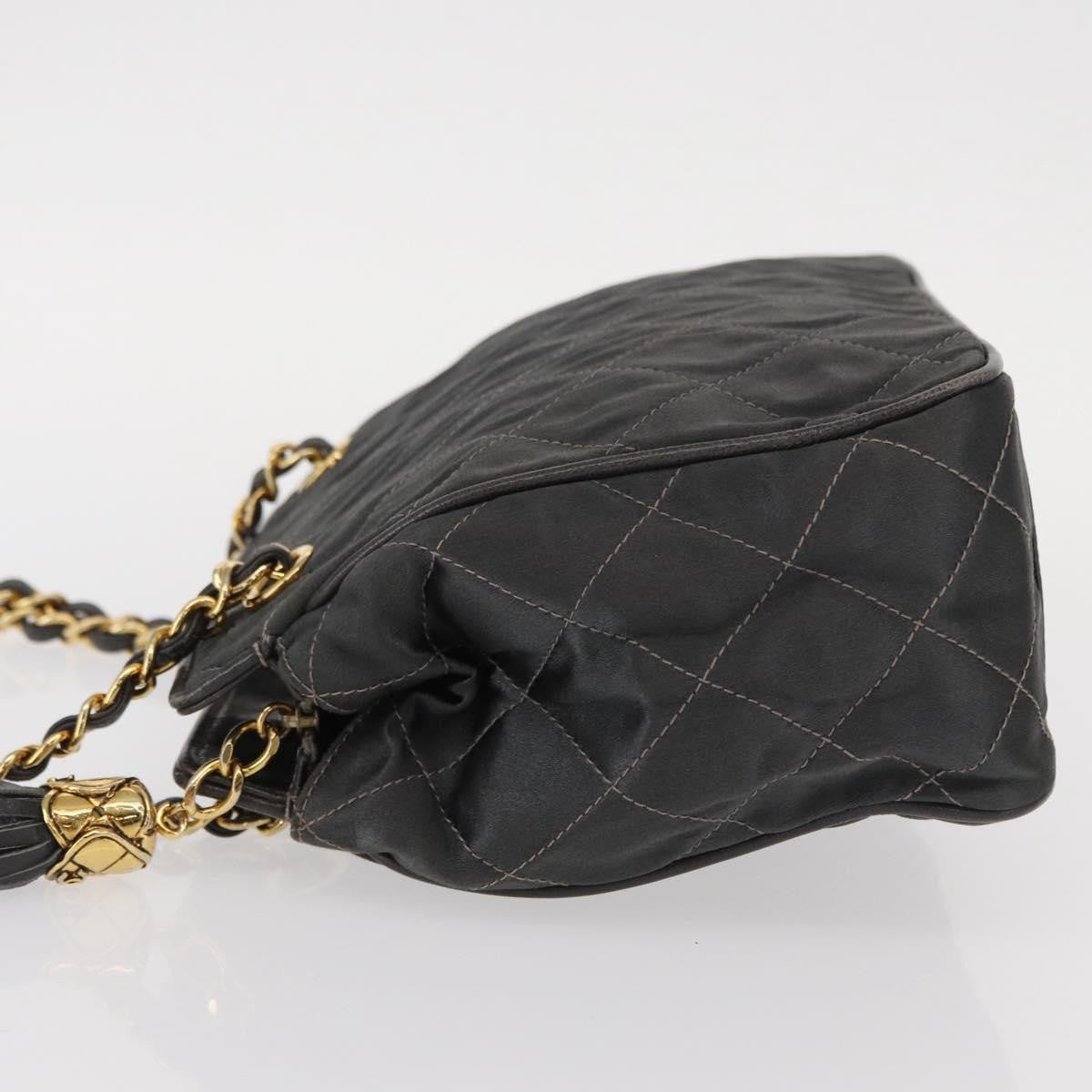 Chanel Vintage Shoulder Bag Satin, GRAY, SATIN, Shoulder bag