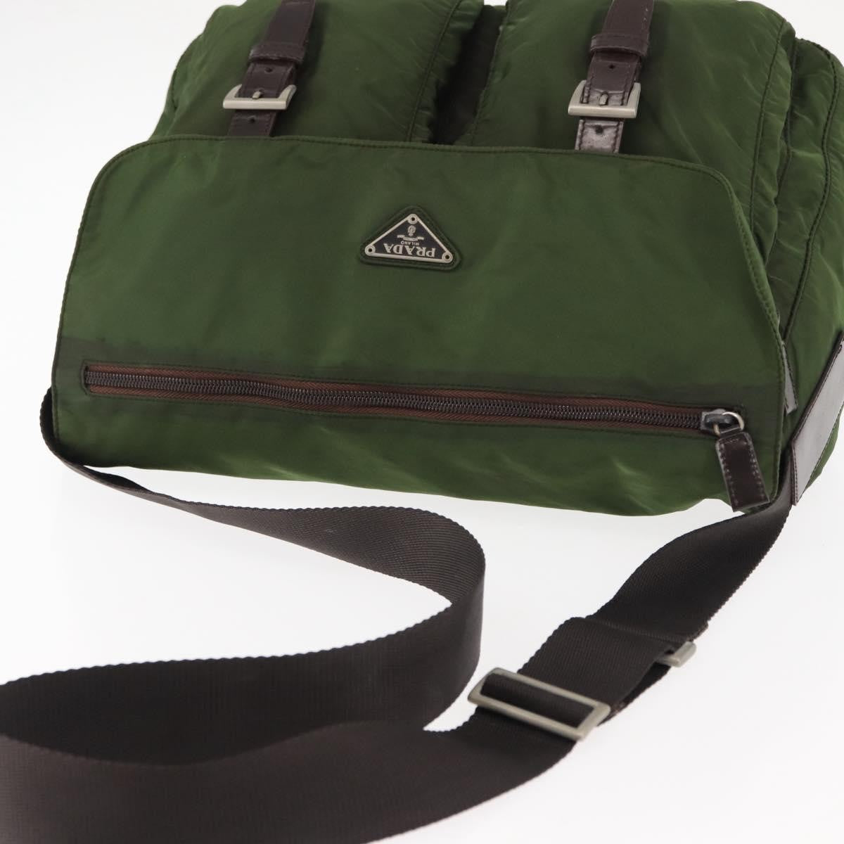 Prada Zip Buckle Messenger Bag Tessuto, KHAKI, NYLON, Crossbody bag
