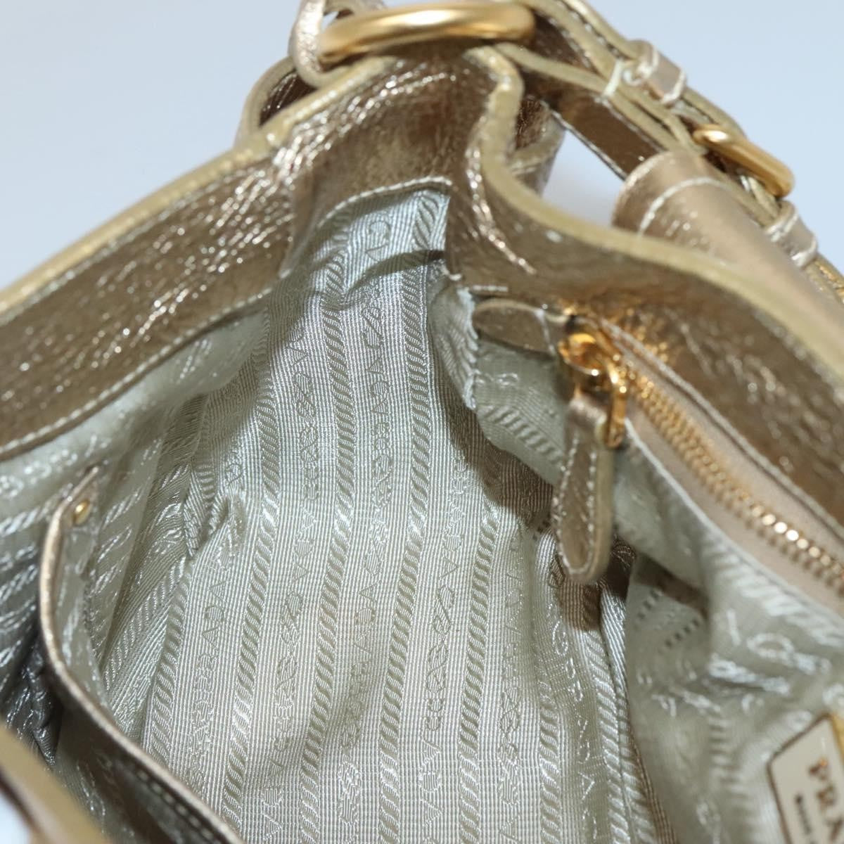 Prada Antic Pushlock Shoulder Bag Leather, GOLD, LEATHER, Shoulder bag