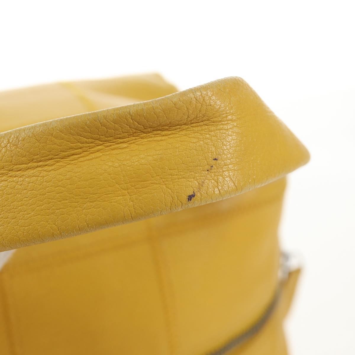 Chanel Square Stitch Bowler Bag Quilted Caviar, YELLOW, LEATHER, Handbag