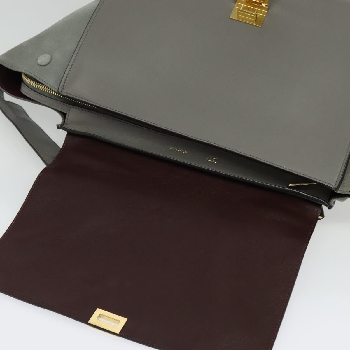 Celine Trapeze Bag Suede, GRAY, SUEDE, Handbag