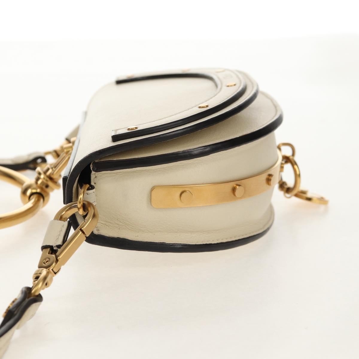 Chloe Nile Minaudière Leather, WHITE, LEATHER, Handbag