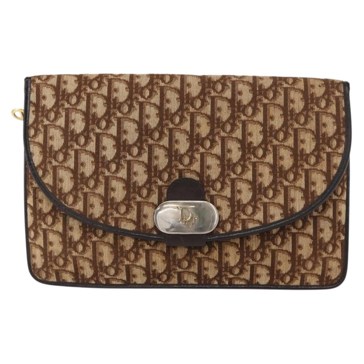 Christian Dior Vintage Trotter Shoulder Bag Canvas, BROWN, CANVAS, Shoulder bag