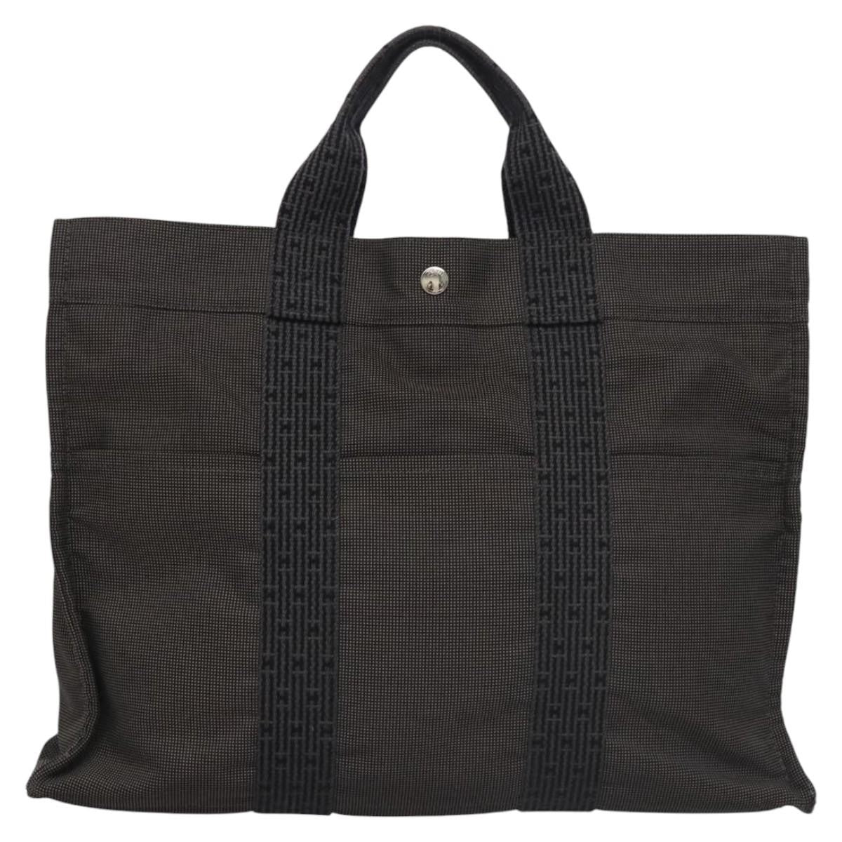 Hermes Fourre-tout Herline Canvas, GRAY, CANVAS, Tote bag
