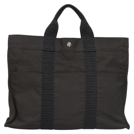 Hermes Fourre-tout Herline Canvas, GRAY, CANVAS, Tote bag