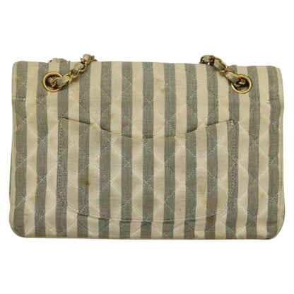 Chanel Vintage Classic Double Flap Bag Quilted Denim, GRAY, CANVAS, Handbag