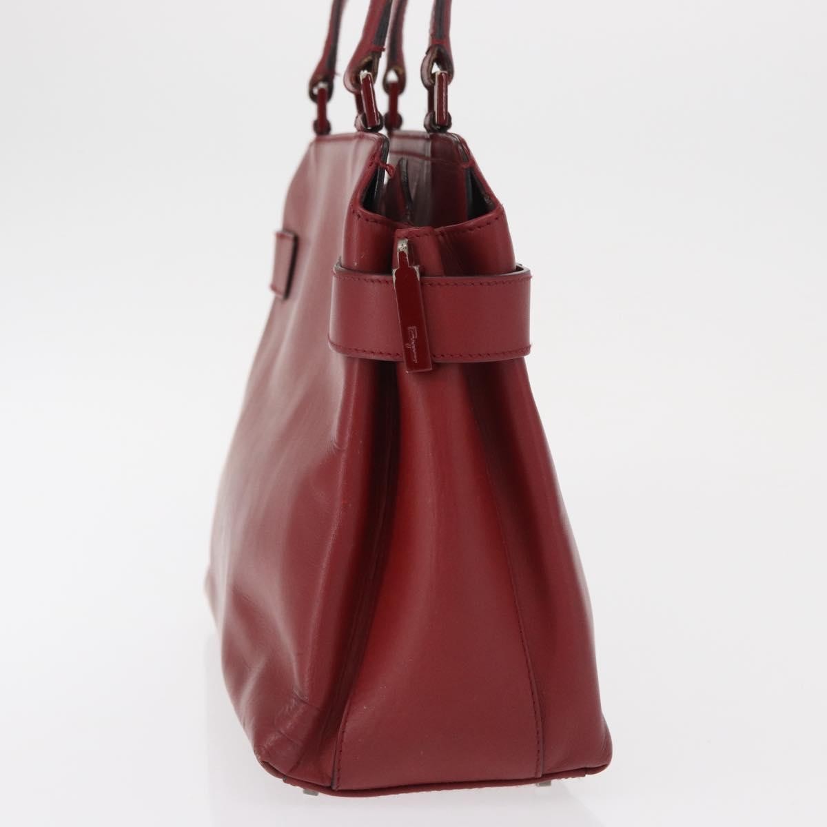 Salvatore Ferragamo Double Gancini Side Buckle Tote Leather, RED, LEATHER, Handbag