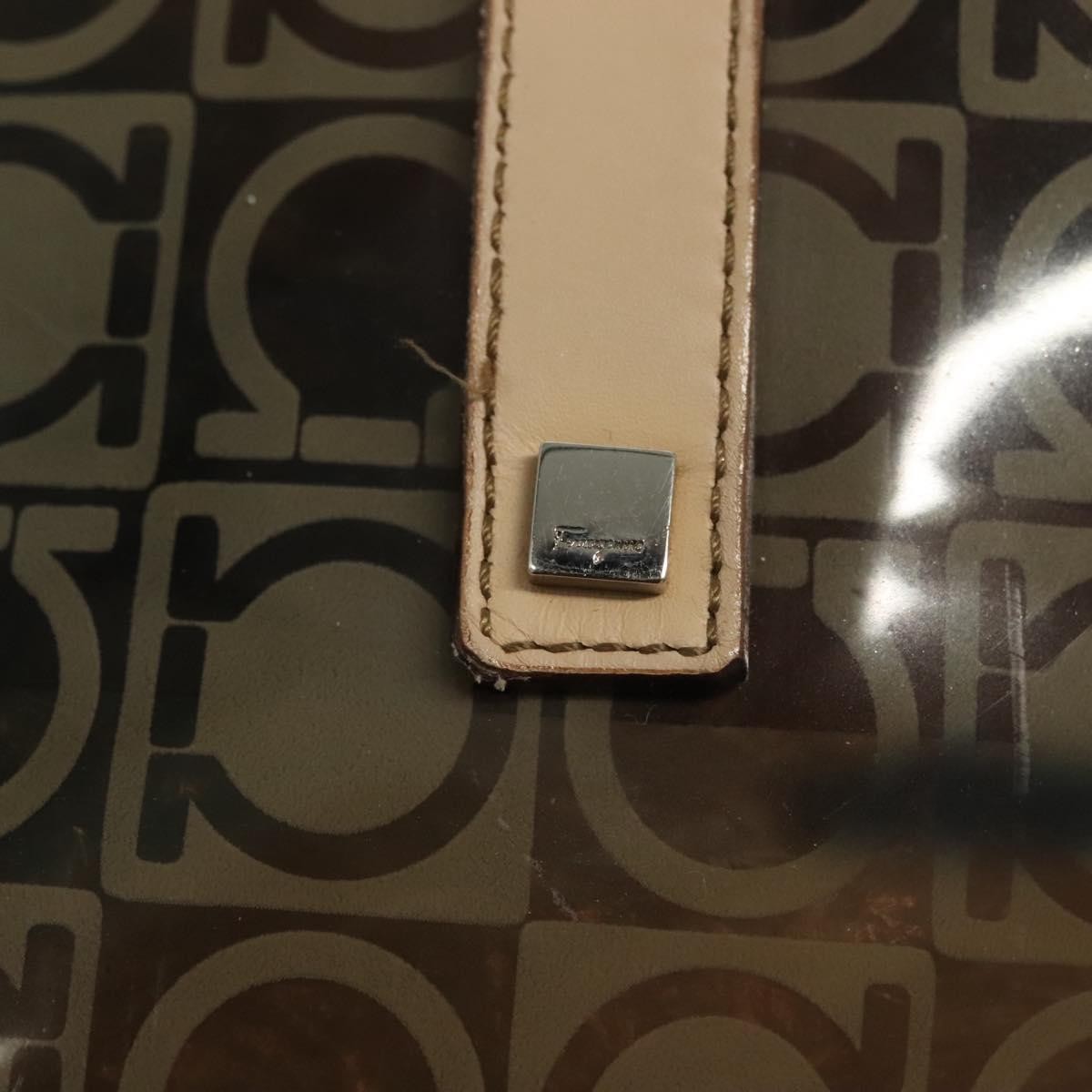 Salvatore Ferragamo Gancini Tote Vinyl, BROWN, SYNTHETIC, Tote bag