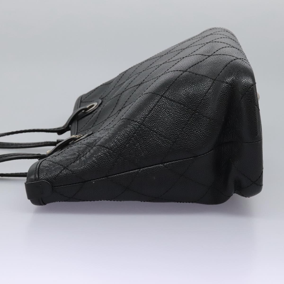 Chanel Fever Tote Quilted Caviar, BLACK, LEATHER, Tote bag