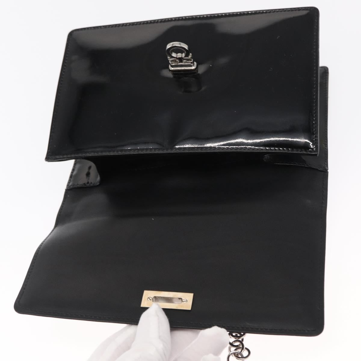Salvatore Ferragamo Gancini Chain Shoulder bag Patent leather, BLACK, PATENT_LEATHER, Shoulder bag