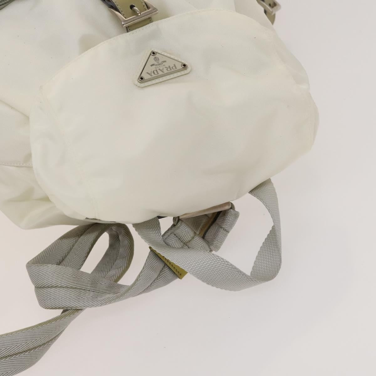 Prada Front Pocket Buckle Backpack Nylon, WHITE, NYLON, Backpack