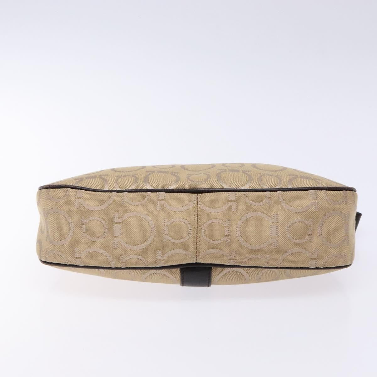 Salvatore Ferragamo Gancini handbag Canvas and Leather, BEIGE, CANVAS, Handbag