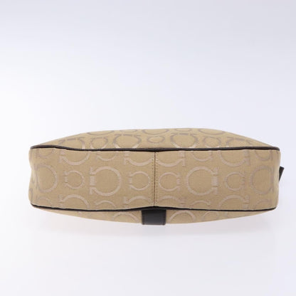 Salvatore Ferragamo Gancini handbag Canvas and Leather, BEIGE, CANVAS, Handbag