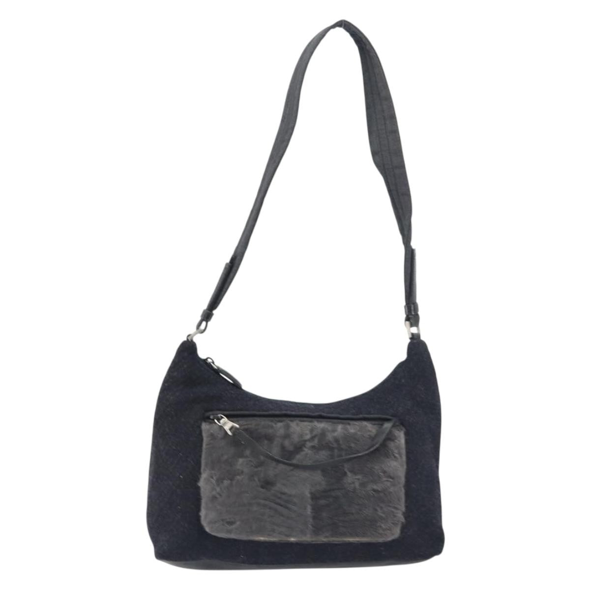 Prada Vintage Shoulder Bag Wool, BLACK, WOOL, Shoulder bag