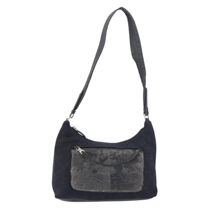 Prada Vintage Shoulder Bag Wool, BLACK, WOOL, Shoulder bag