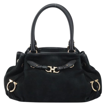 Salvatore Ferragamo Gancini Tote Suede, BLACK, SUEDE, Tote bag