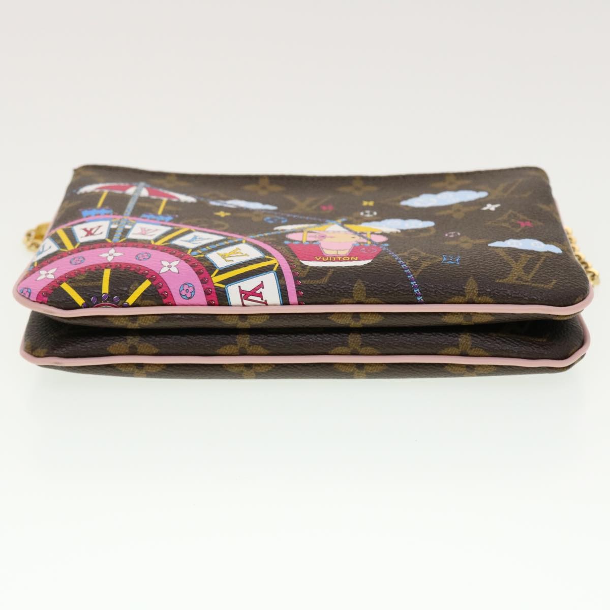 Louis Vuitton Double Zip Pochette Limited Edition Vivienne Xmas Monogram Canvas, BROWN, CANVAS, Clutche & pouche