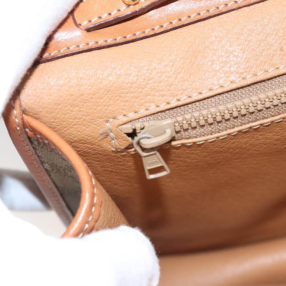 Celine Vintage Macadam Shoulder Bag Canvas and Leather, BEIGE, CANVAS, Shoulder bag