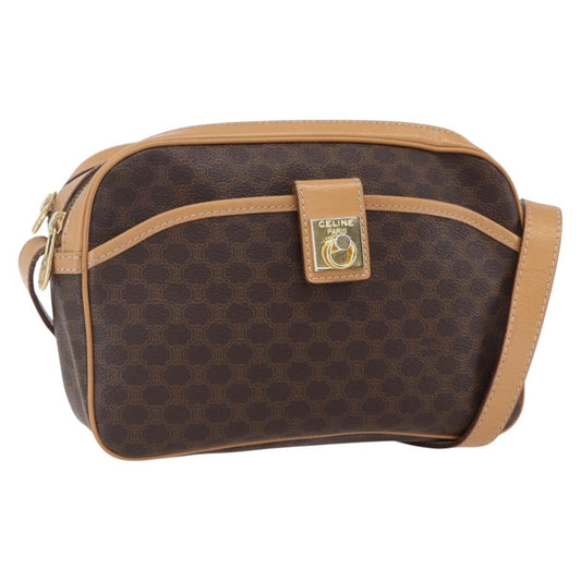 Celine Macadam Shoulder Bag PVC Leather, BROWN, PVC, Shoulder bag