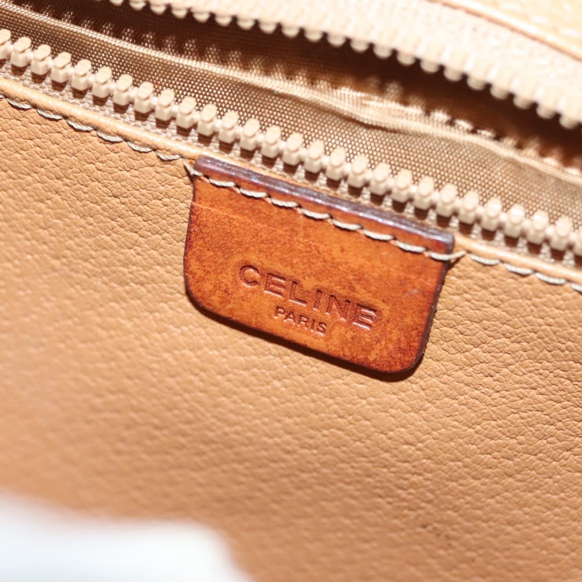 Celine Vintage Macadam Shoulder Bag Canvas and Leather, BEIGE, CANVAS, Shoulder bag