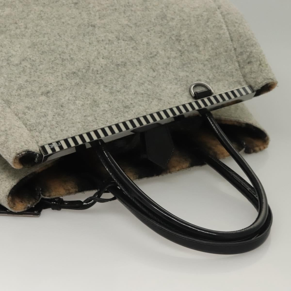 Fendi 2Jours Bag Felted Wool and Astrakhans, GRAY, WOOL, Tote bag