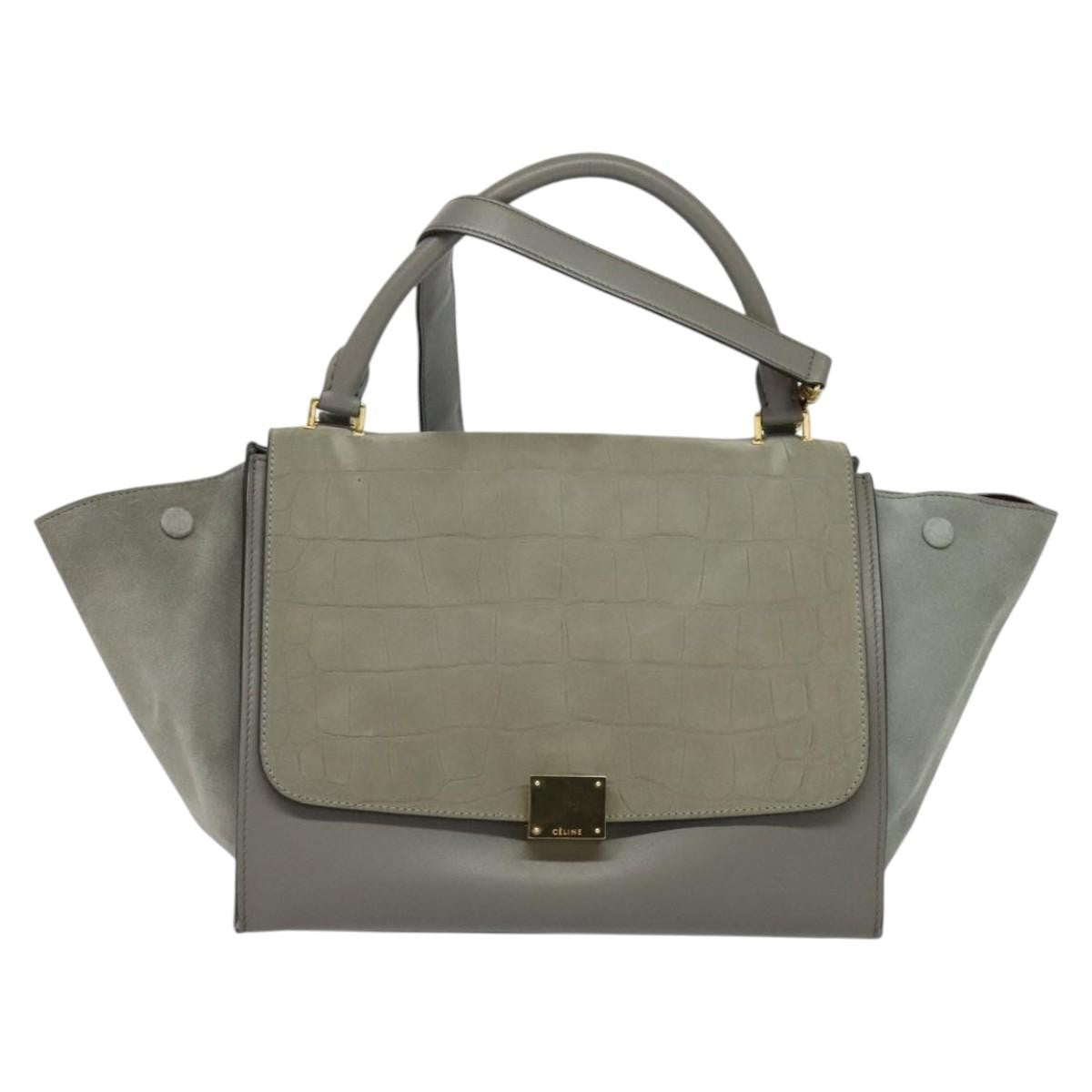 Celine Trapeze Bag Suede, GRAY, SUEDE, Handbag