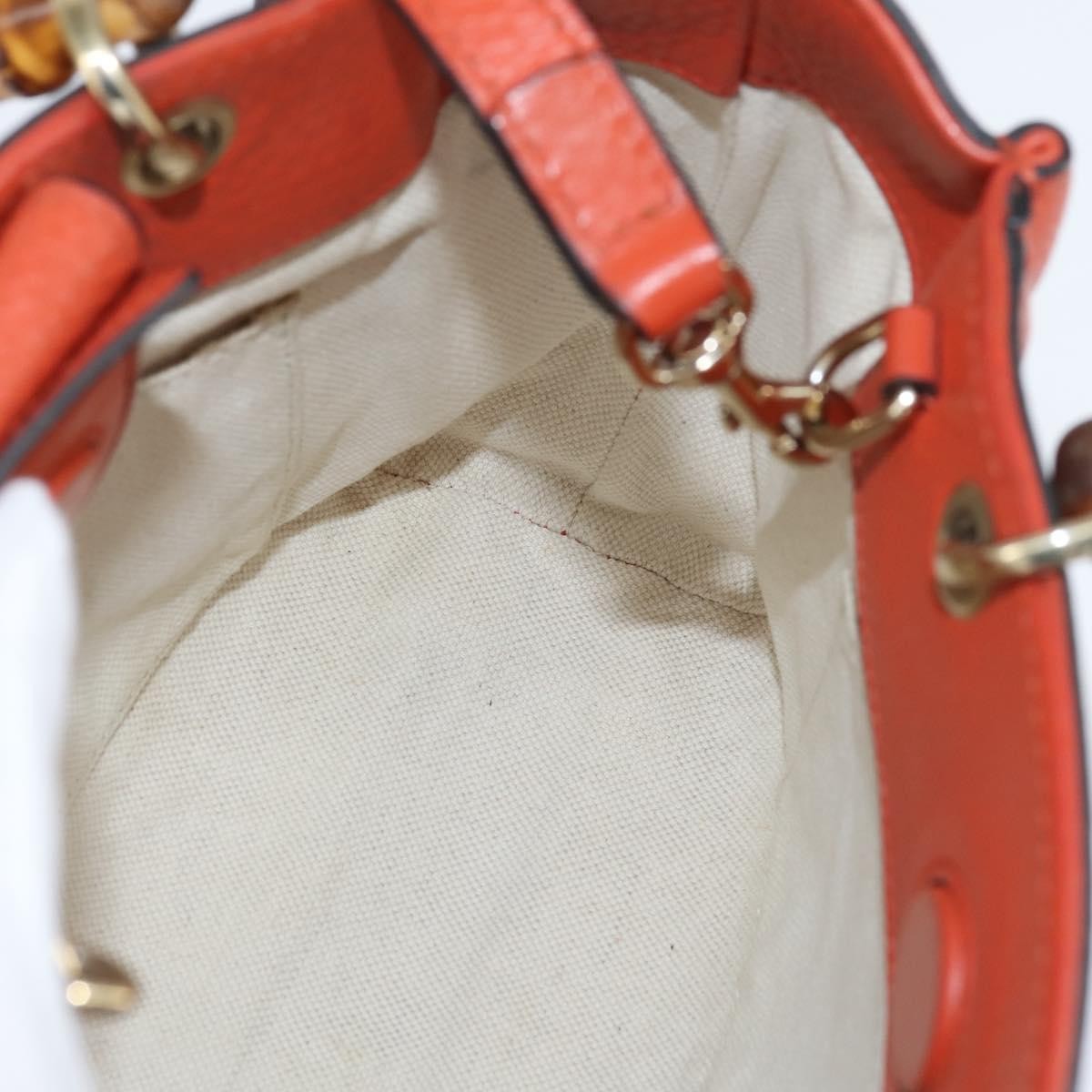 Gucci Bamboo Shopper Tote Leather, ORANGE, LEATHER, Handbag