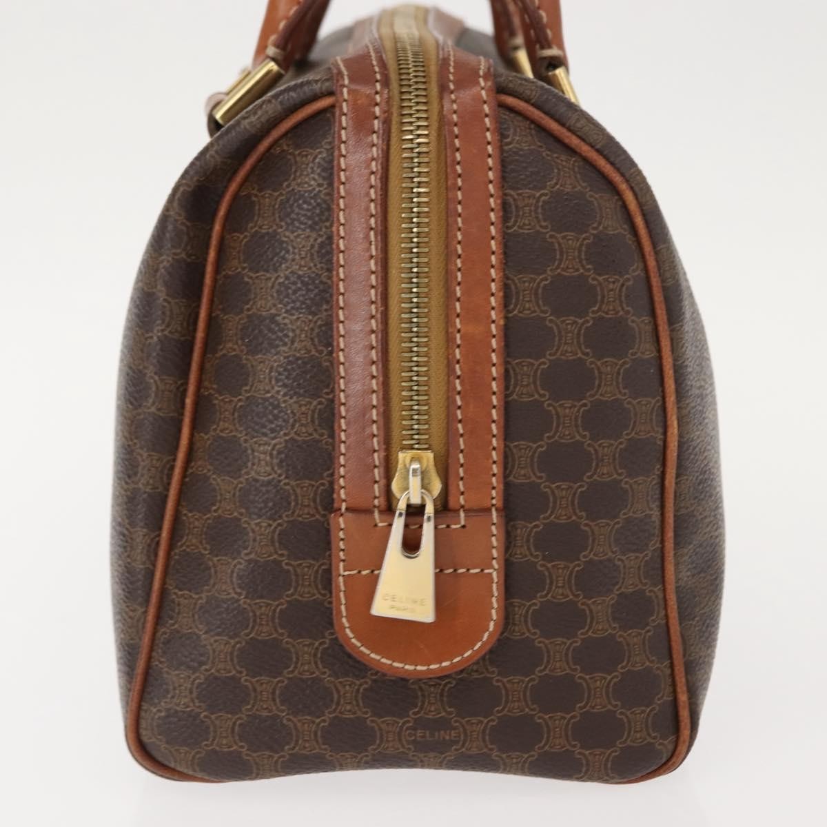 Celine Macadam Handbag Macadam with leather, BROWN, CANVAS, Handbag