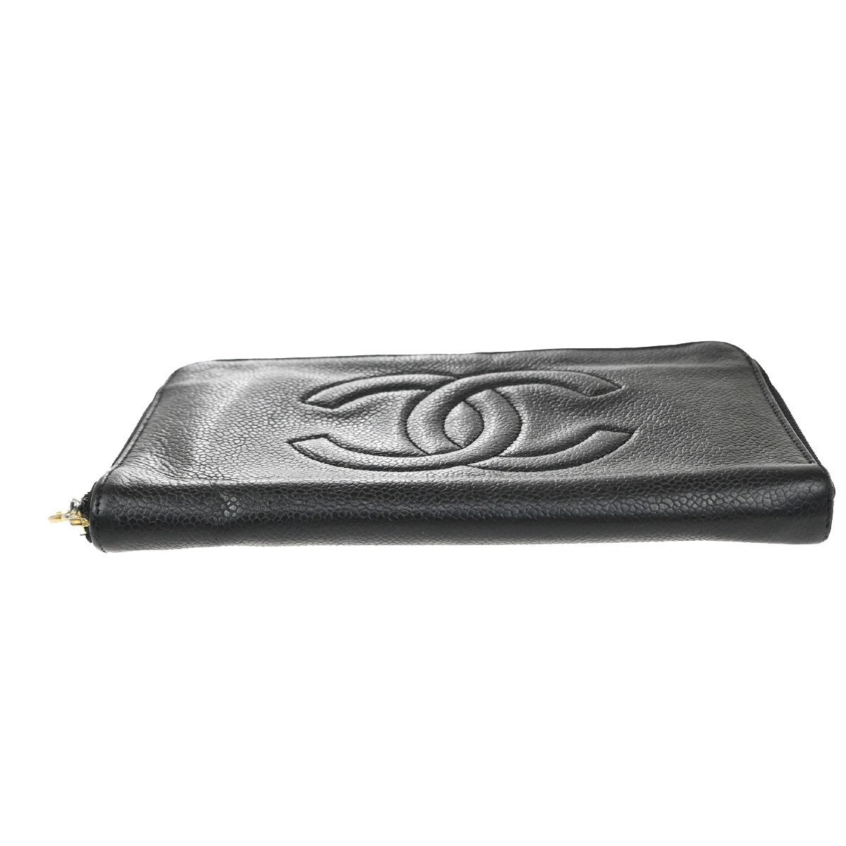 Chanel CC Zip Around Wallet Leather, BLACK, LEATHER, Wallets