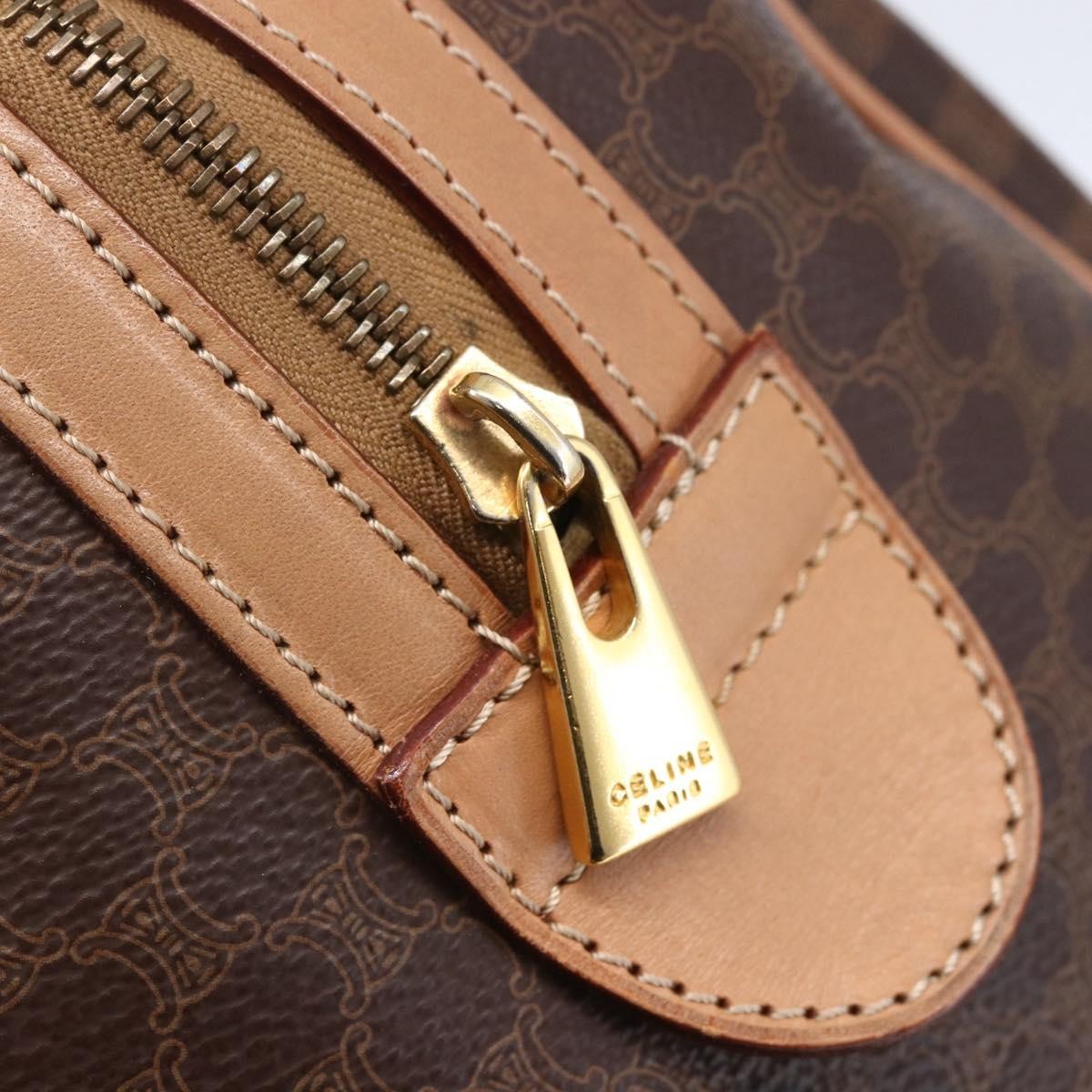 Celine Vintage Macadam Boston bag Canvas, BROWN, CANVAS, Handbag