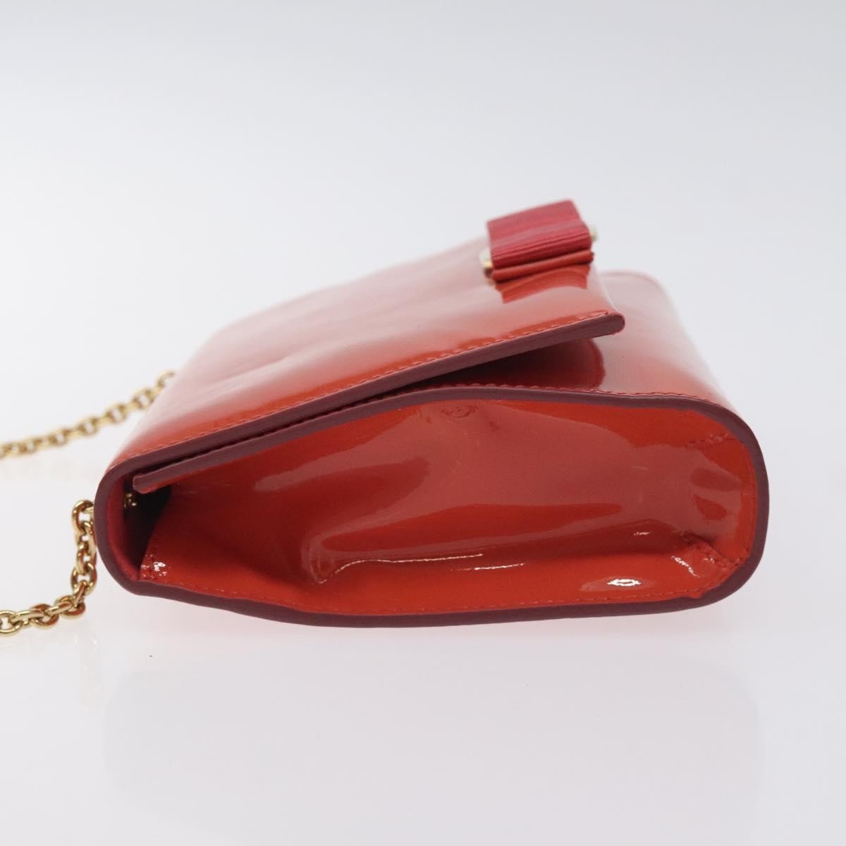 Salvatore Ferragamo Ginny Crossbody Bag Patent, ORANGE, PATENT_LEATHER, Shoulder bag